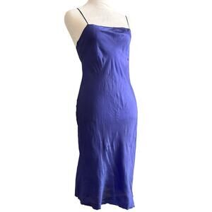 Alberta Ferretti Women's Purple Midi Silky Dress Size 4